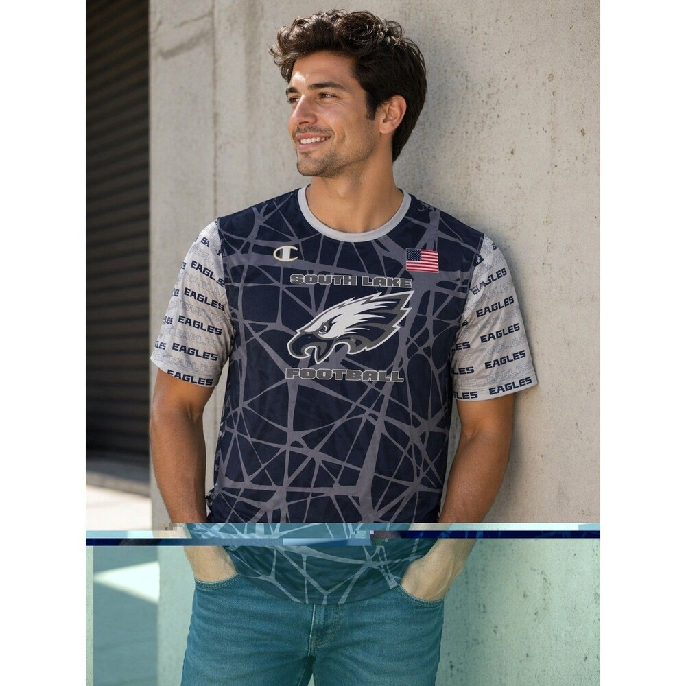 Champion South Lake Eagles Football Shirt Men’s Graphic Athletic Short Sleeve...